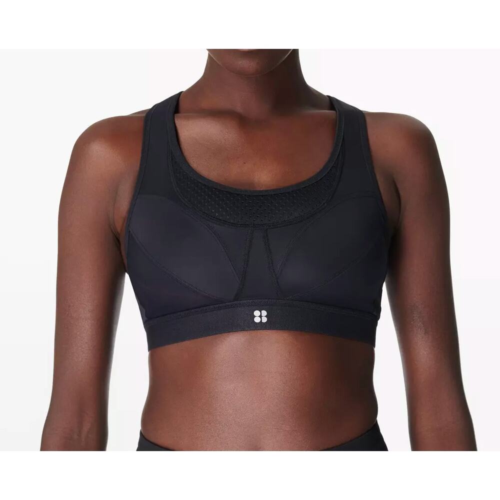 sweaty betty black mesh ultra run sports bra